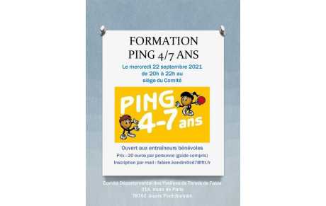 FORMATION &quot;Ping 4/7 ans&quot;